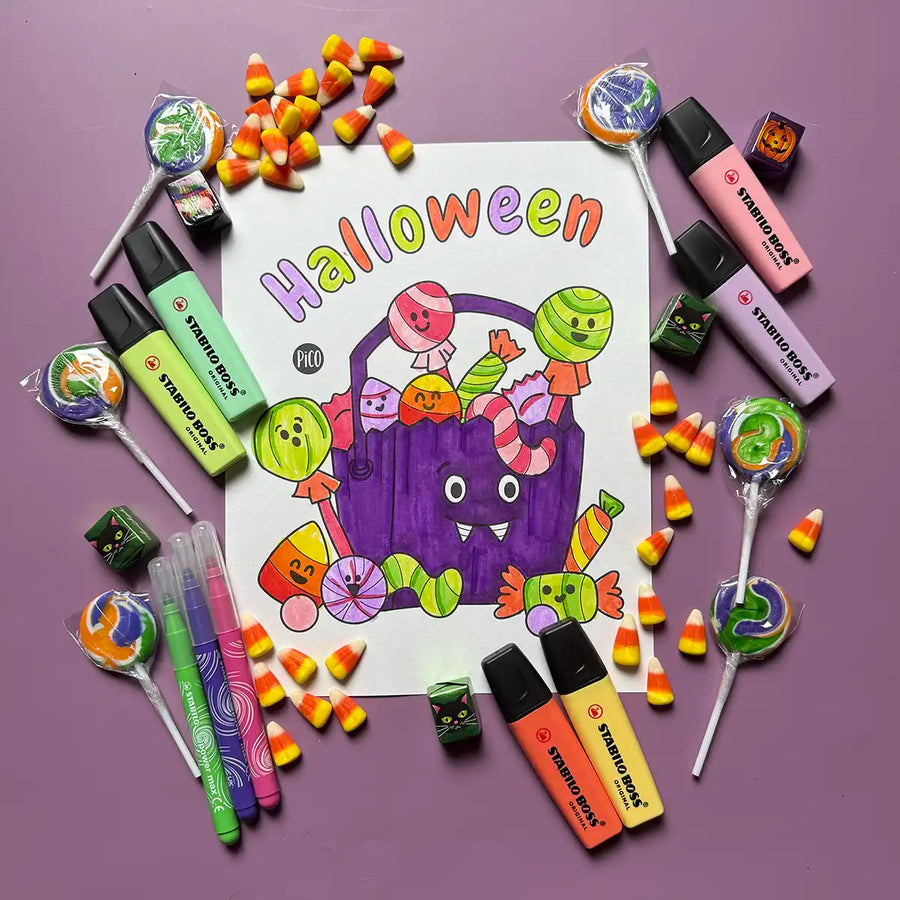 Coloriage gratuit - Bonbons d'Halloween - Coloriage PiCO Tatoo - Free coloring - Halloween candy - Pico coloring