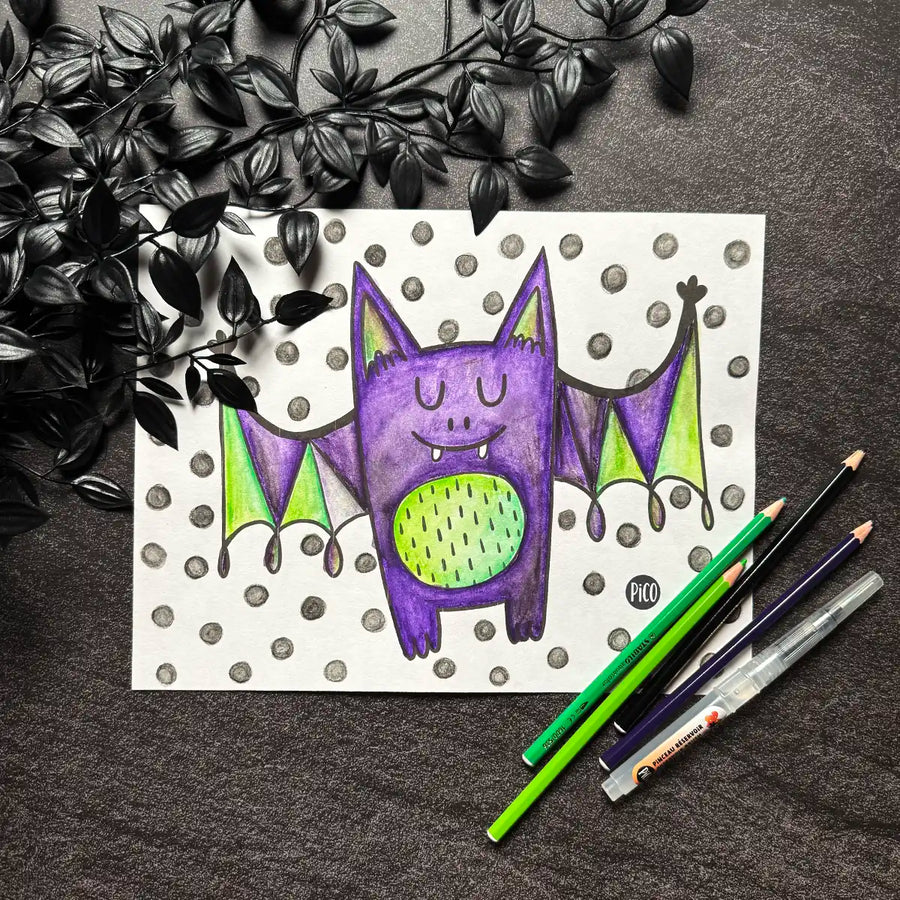Coloriage gratuit - Chauve-souris - Coloriage PiCO Tatoo - Free coloring - The Bat - Pico coloring