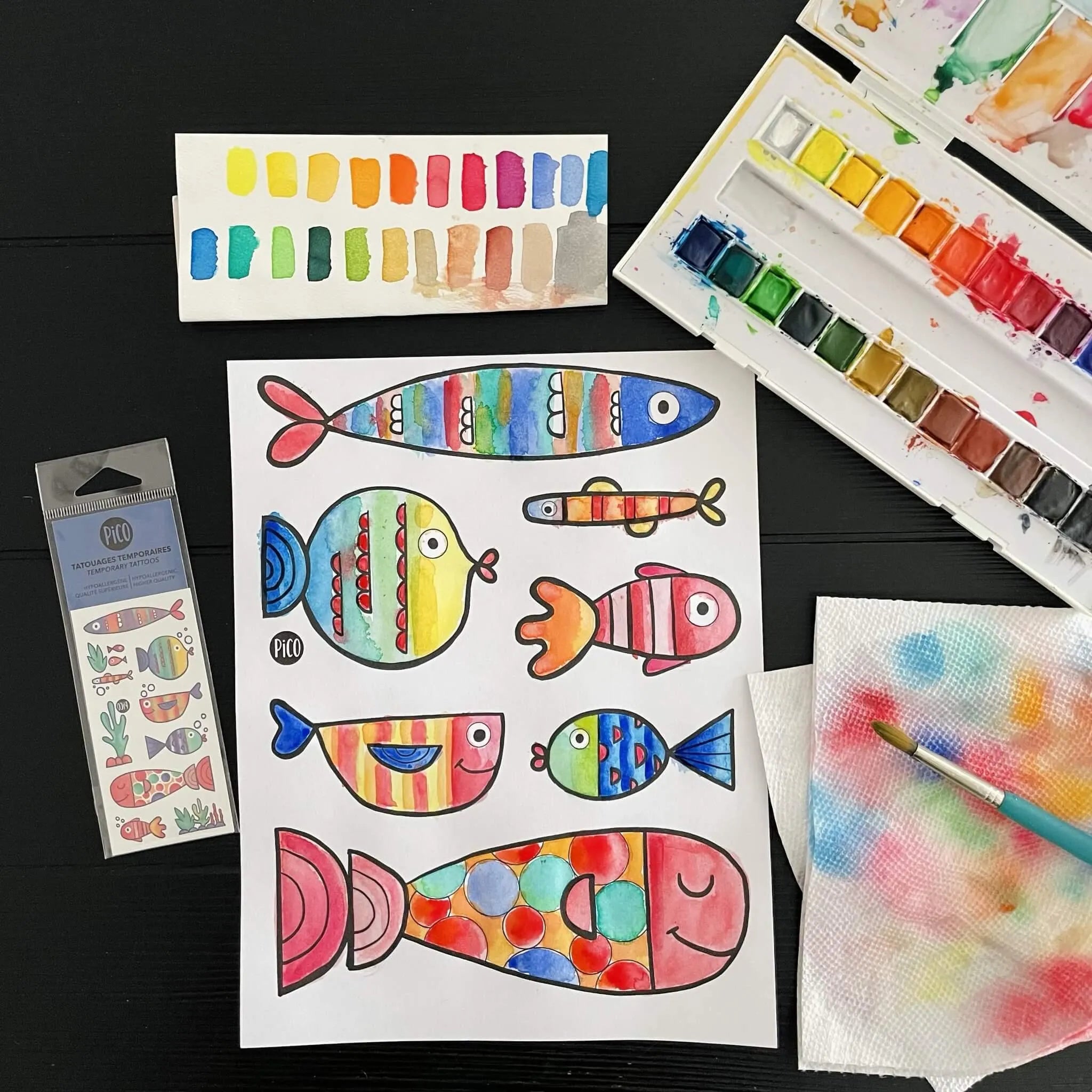 Multicolored Fish Coloring Page - Printable Art | PiCO Tatoo
