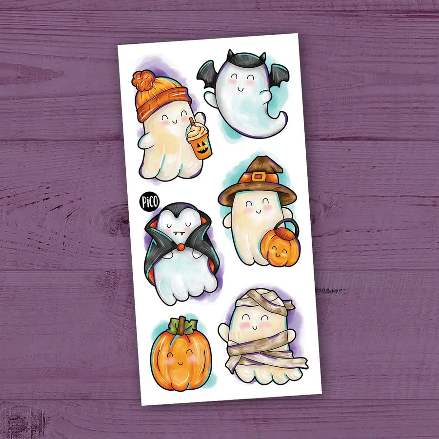 Tatouage temporaire fantômes d’Halloween - Halloween Ghosts Temporary Tattoo | PiCO Tatoo