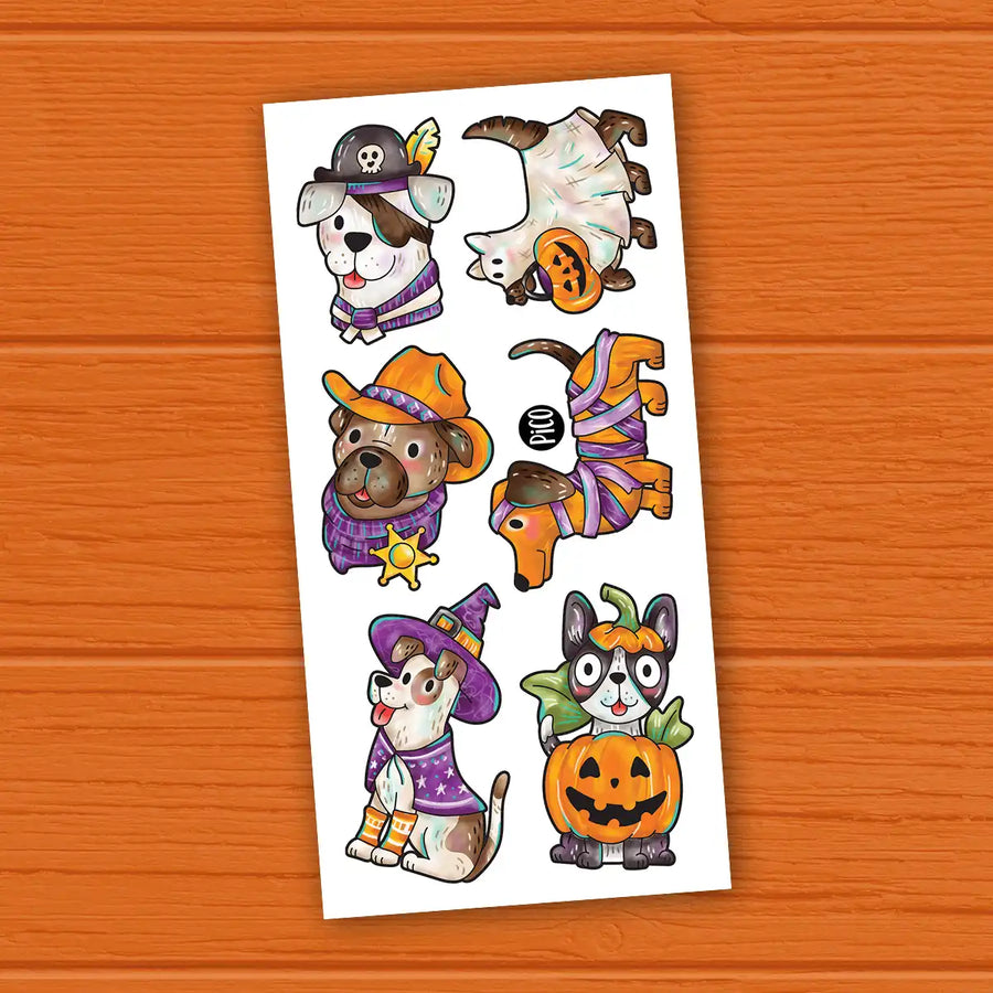 Tatouage temporaire chiens costumés - Costumed Dogs Temporary Tattoo | PiCO Tatoo