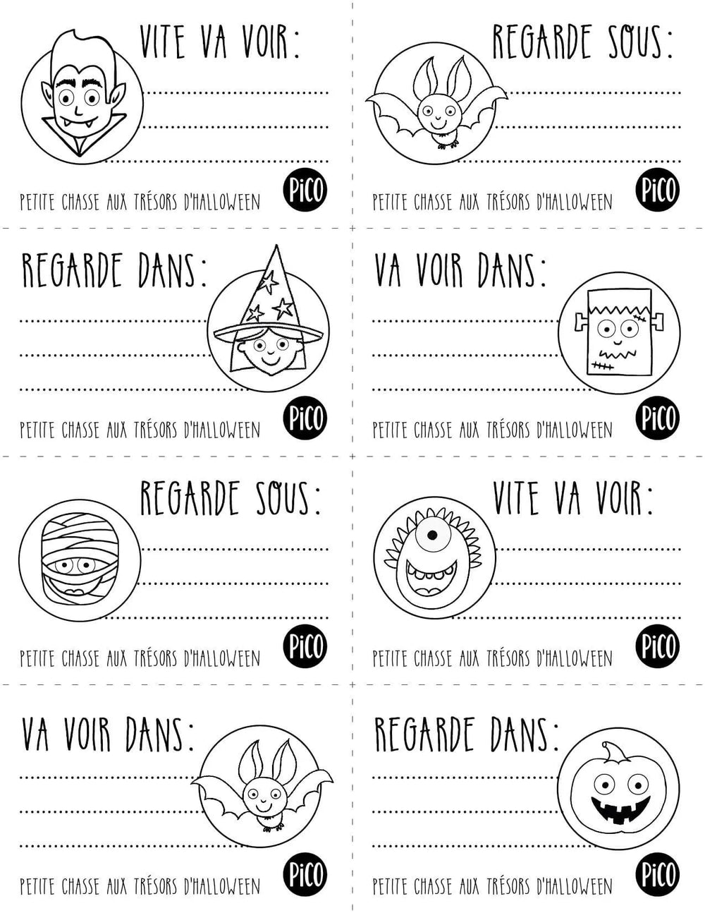 Coloriage à imprimer gratuit PDF - La chasse aux bonbons d'Halloween