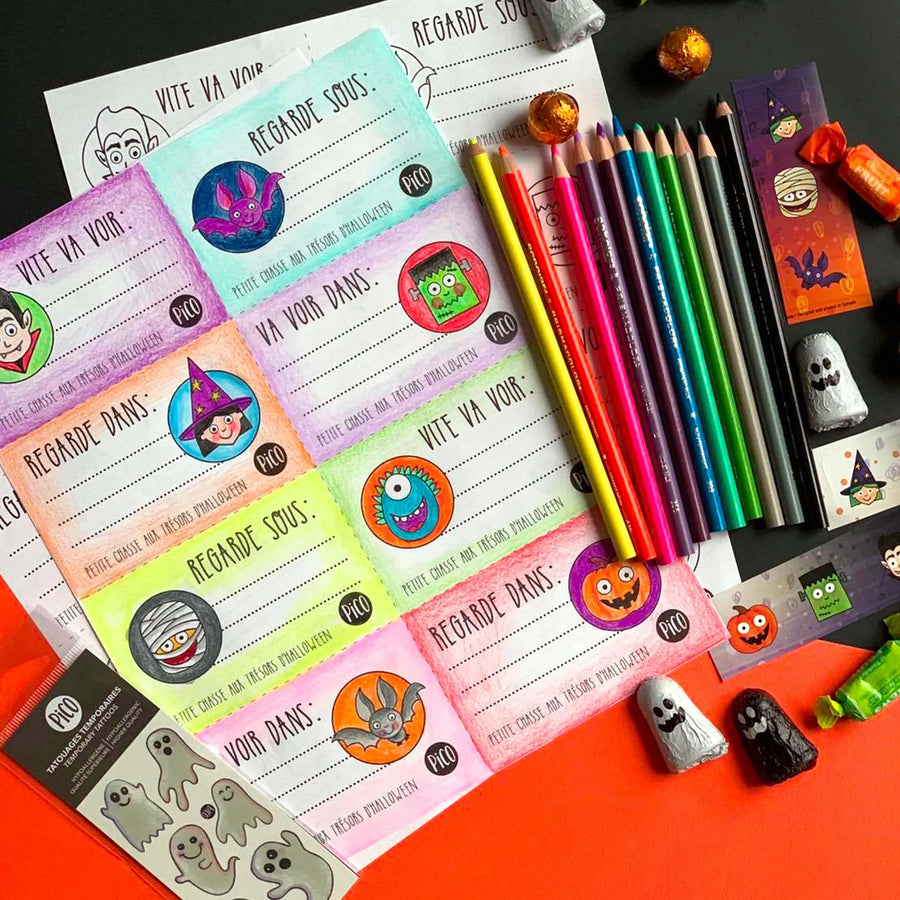 Coloriage à imprimer gratuit PDF - La chasse aux bonbons d'Halloween