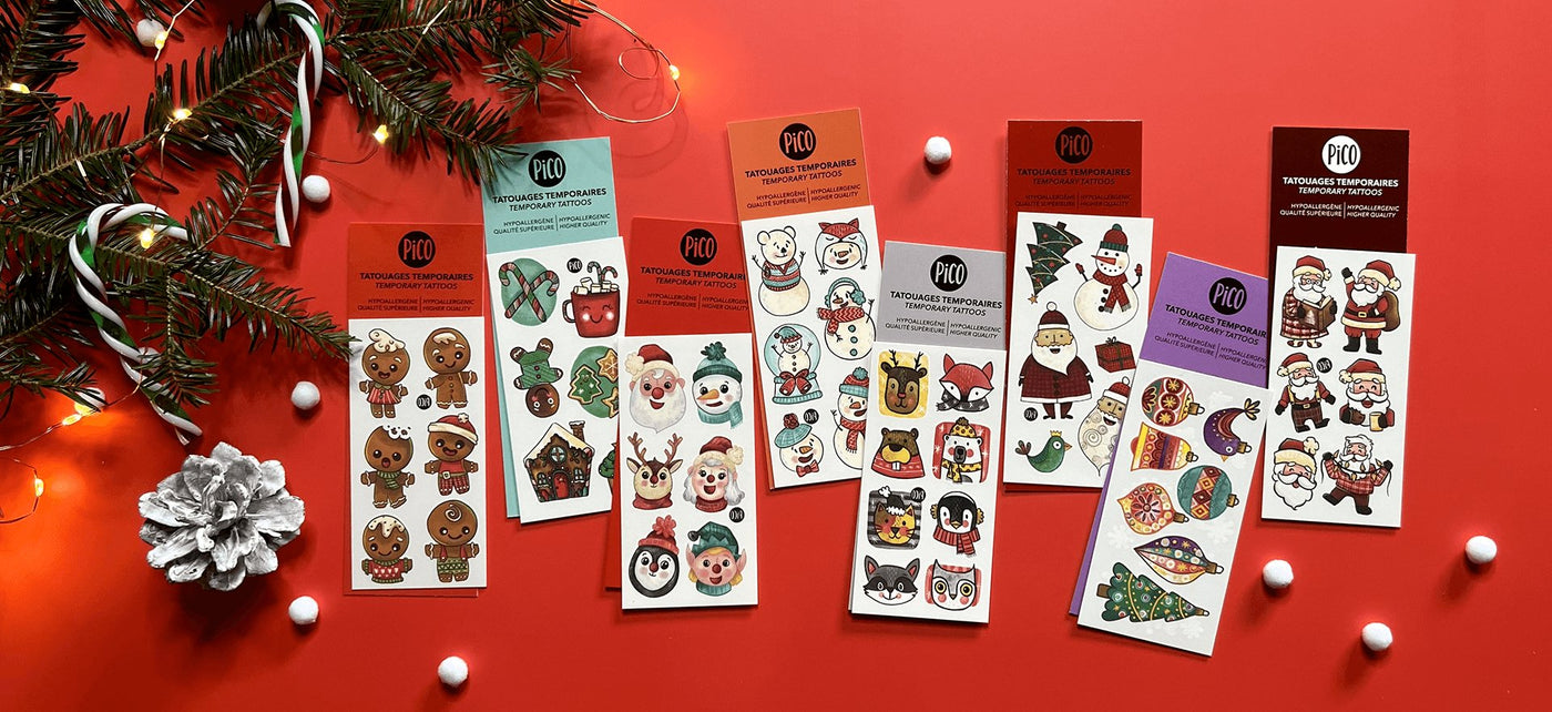 PiCO Tatoo Christmas Temporary Design - Noël : Tatouages festifs, Autocollants & Coloriages