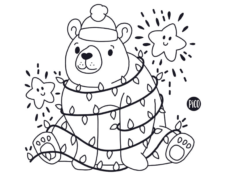Coloriage gratuit - L'ours et ses lumières