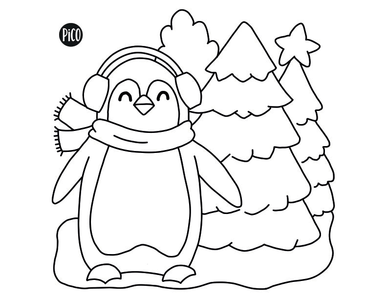 Coloriage gratuit - Le pingouin de Noël