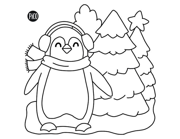Coloriage gratuit - Le pingouin de Noël