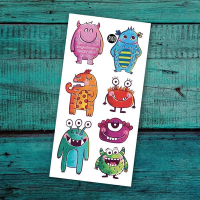 Tatouages temporaires les monstres par PiCO Tatouages temporaires. Design réalisé au Québec / Monster temporary tattoos by PiCO Temporary Tattoos. Design made in Canada.