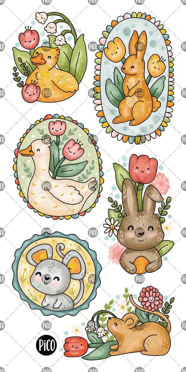 Tatouages temporaires d’oies avec lapines et petites souris
