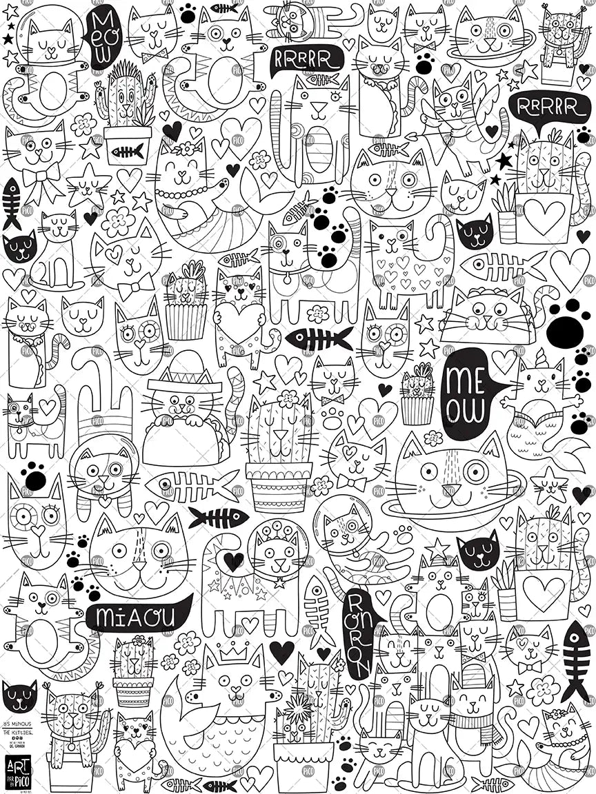 Giant Coloring Page - Kitties