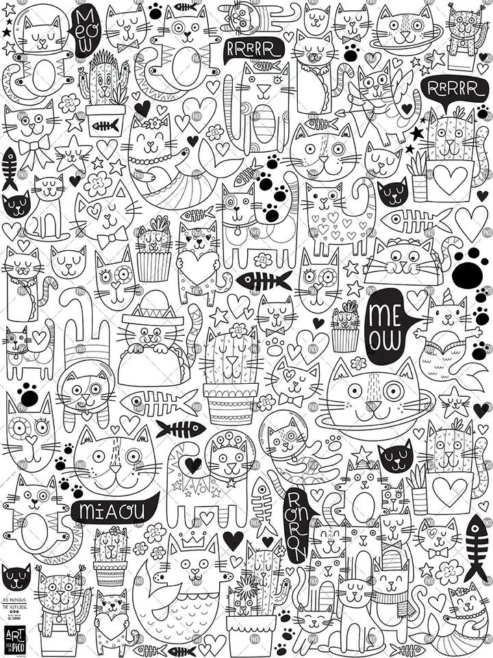 Giant Coloring Page - Kitties
