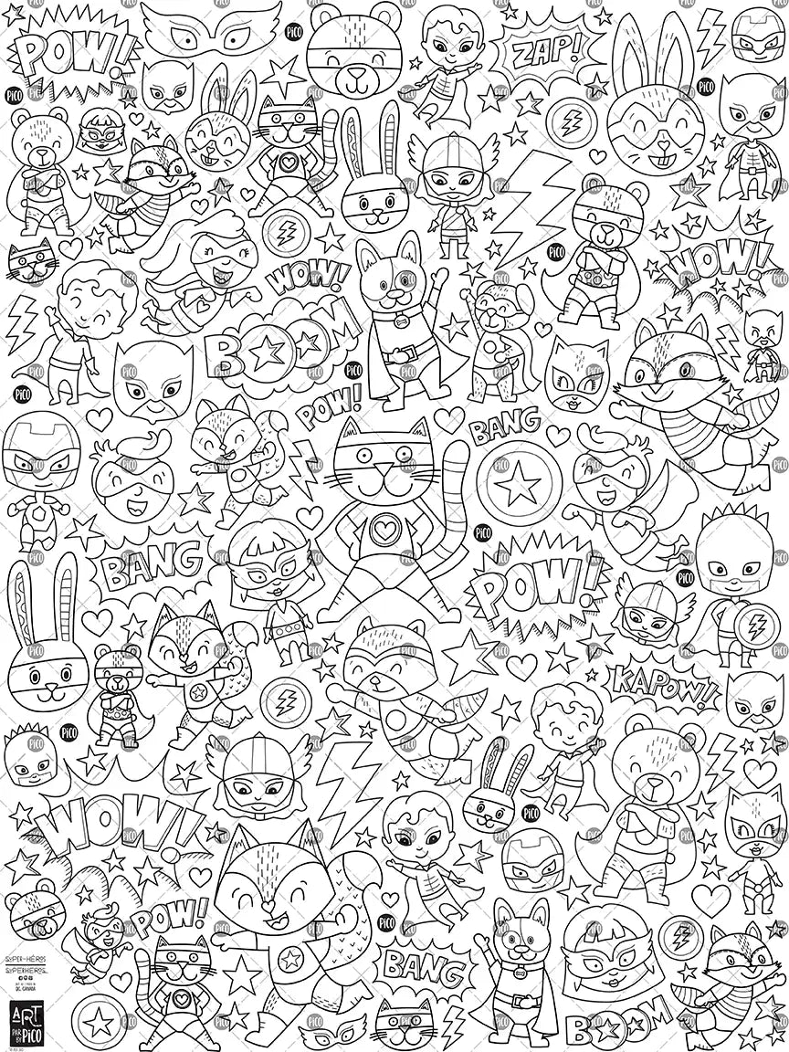 Giant Coloring Page - Superheroes
