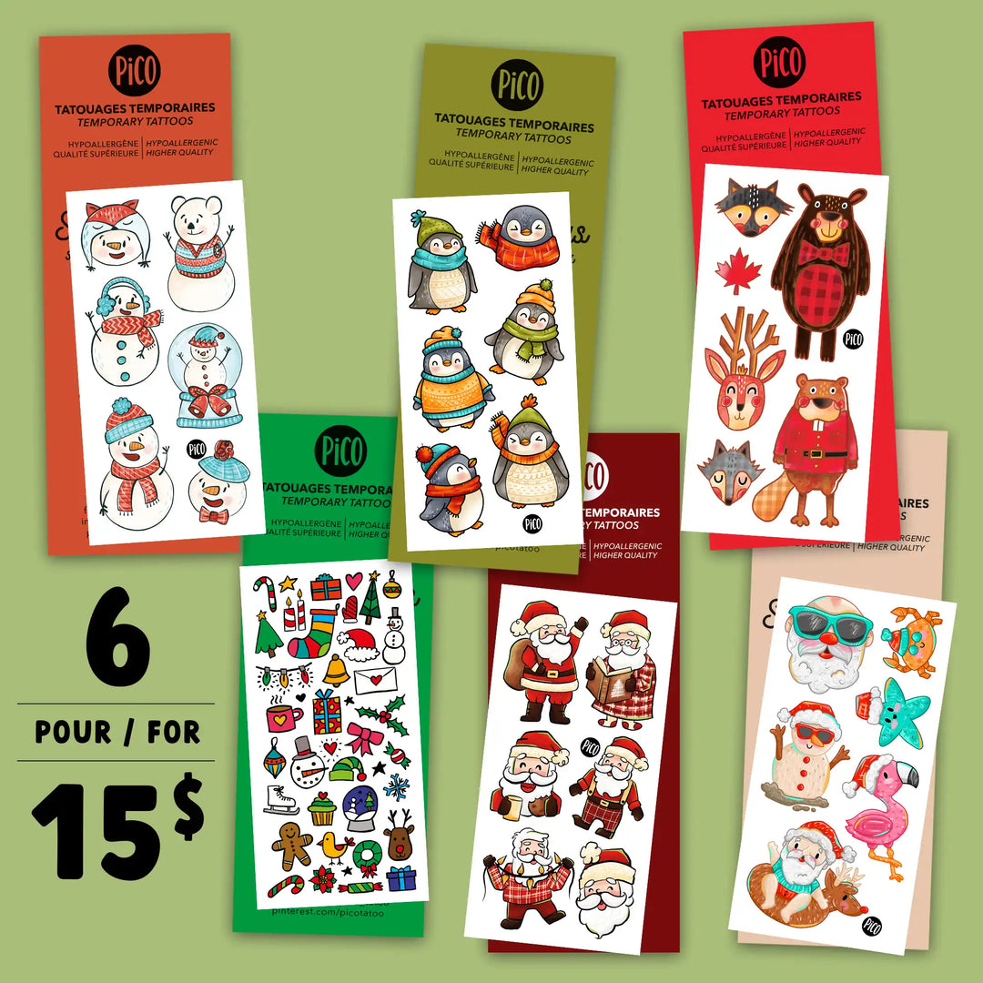 Promo de Noël - Ensemble de 6 tatouages hivernaux