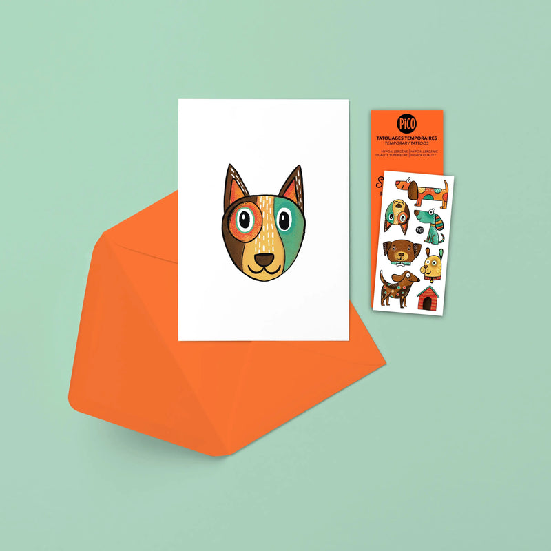Carte de souhaits de chiens PiCO Tatoo, conçue et imprimée au Québec