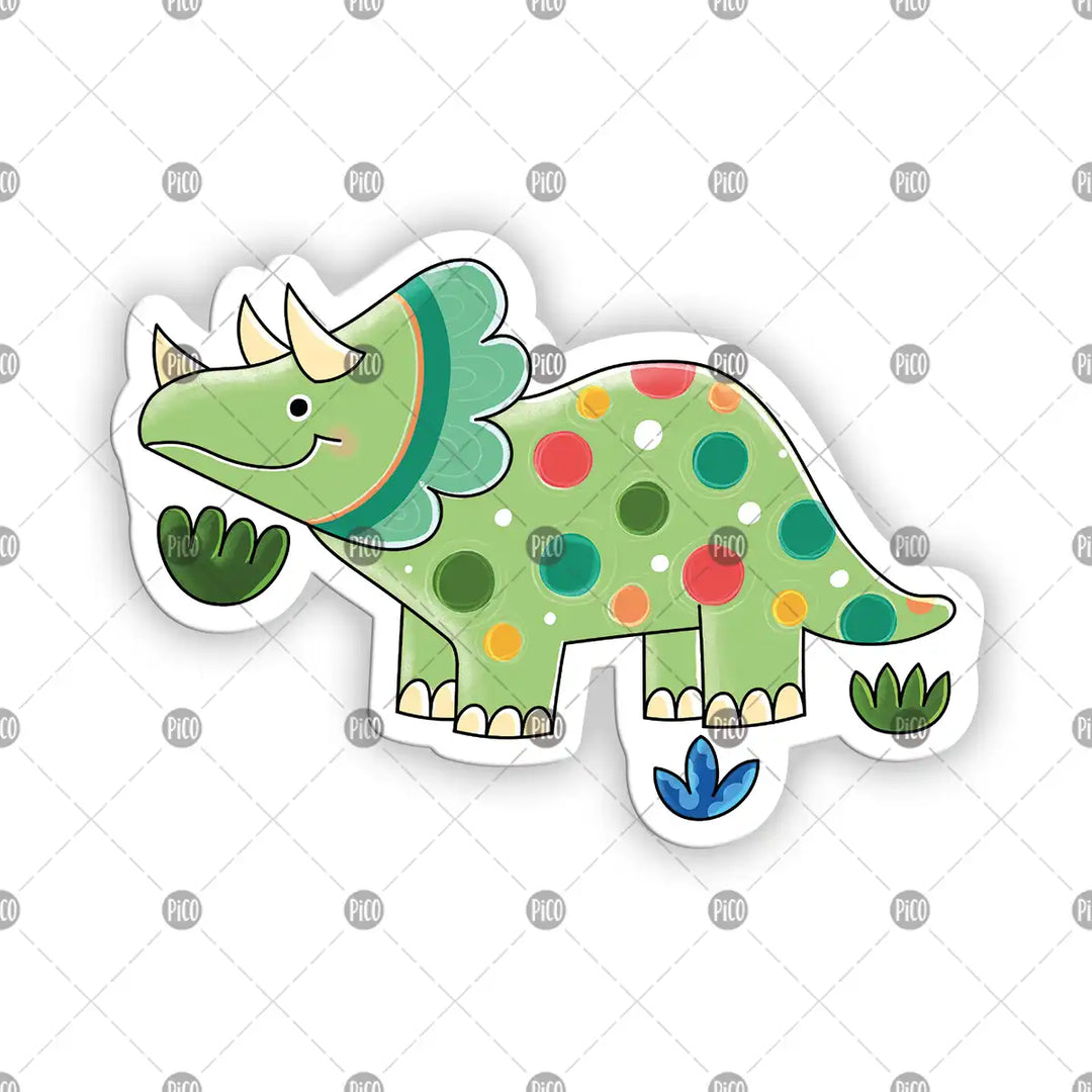 Autocollant en vinyle dinosaure coloré, style cartoon, pour enfants 
Colorful cartoon dinosaur vinyl sticker for kids