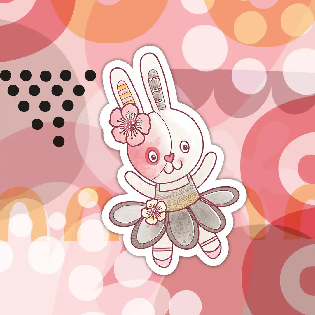 Autocollant en vinyle d'une ballerine en tutu rose sur la pointe des pieds 
Pink tutu ballerina vinyl sticker on tiptoe