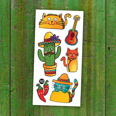 lot promotionnel de 6 tatouages thématique de nourriture ainsi que 4 autocollants produit au québec par pico tatouages temporaires / promotional lot of 6 food themed tattoos as well as 4 stickers produced in Quebec by pico temporary tattoos