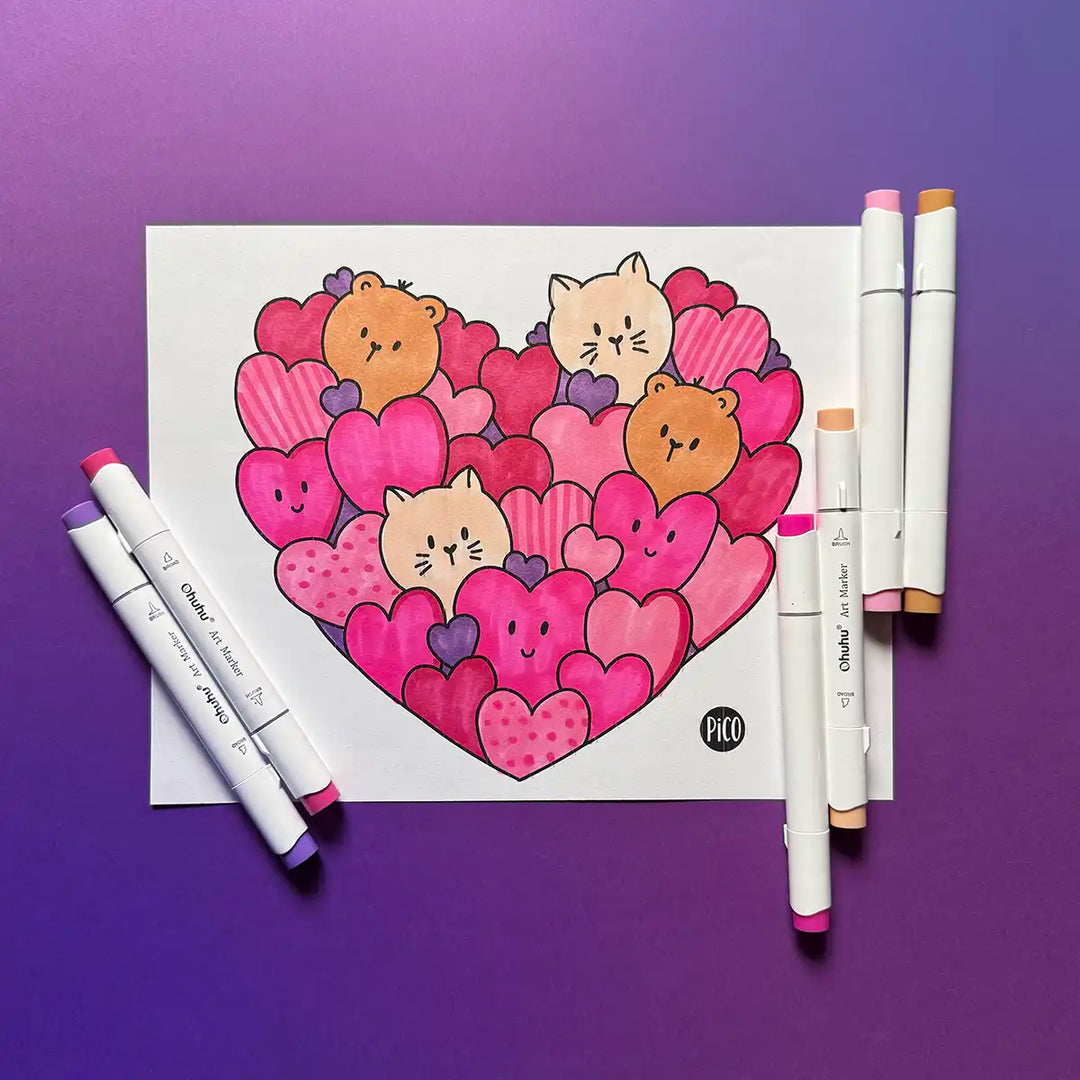 Coloriage - coeur en coeurs