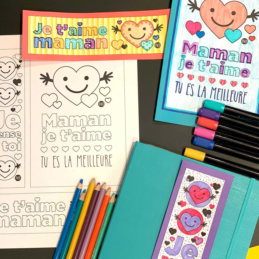 Coloriage à imprimer gratuit PDF - Maman je t'aime