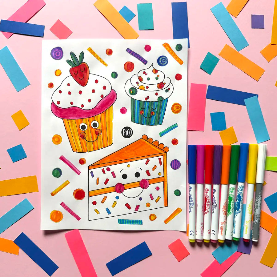 Petits gâteaux à colorier, télécharger gratuit, par PiCO
