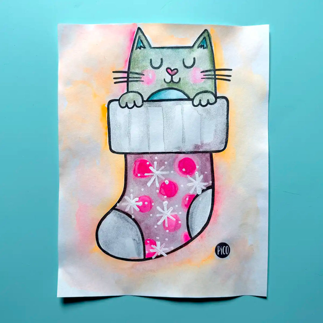 Coloriage gratuit - Le chat dans le bas