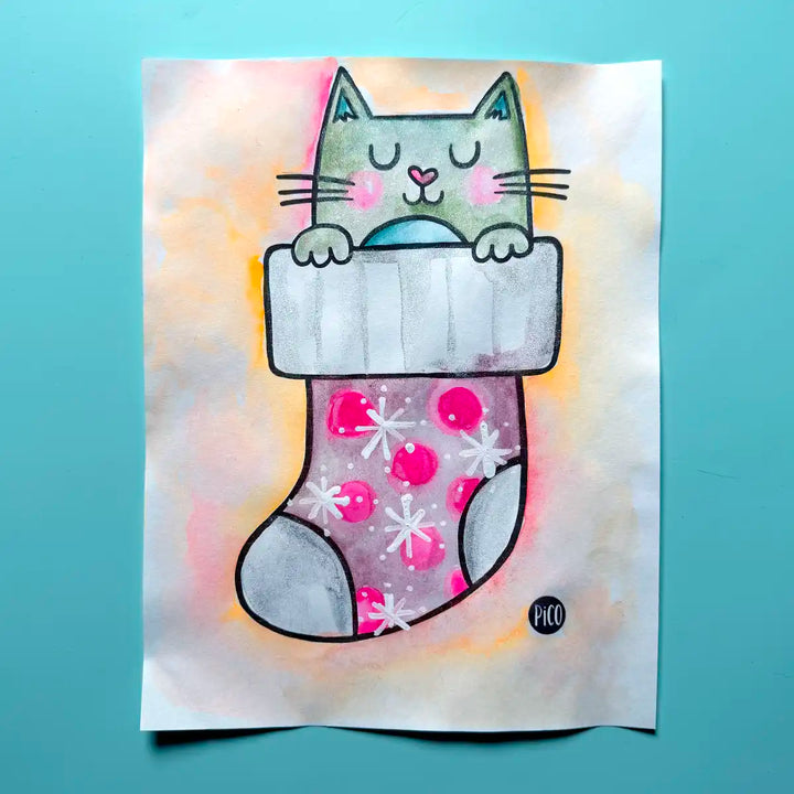 Coloriage gratuit - Le chat dans le bas