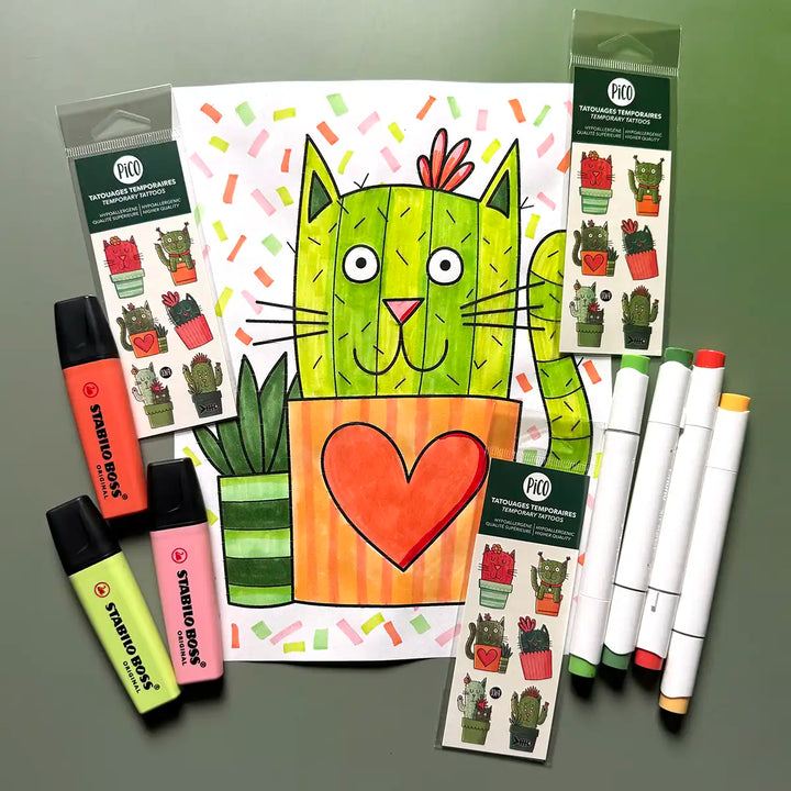 Coloriage gratuit - Chat cactus