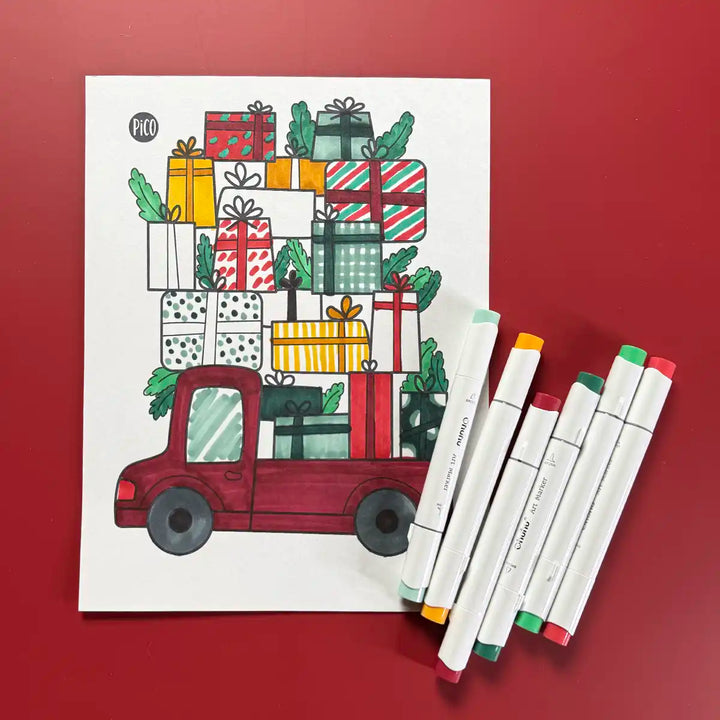 Coloriage gratuit - La livraison de Noël