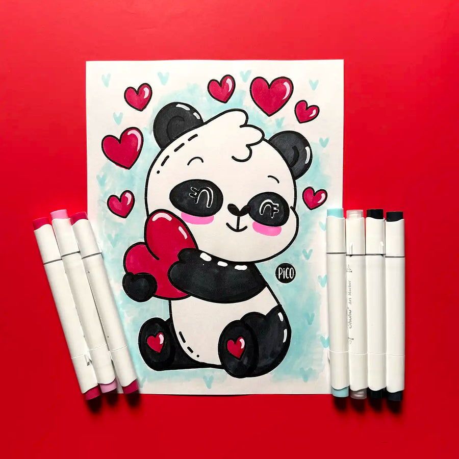 Coloriage gratuit Pandamoureux