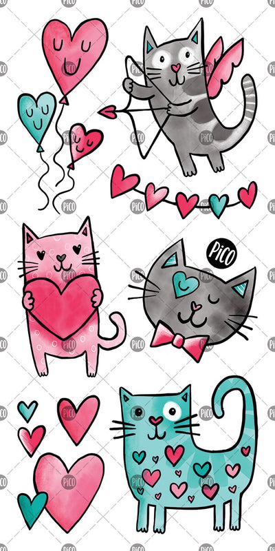 Tatouages temporaires de chats amoureux faits par PiCO Tatoo