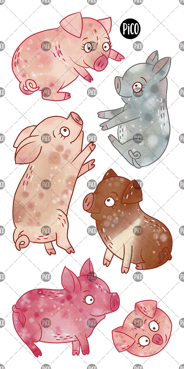 Tatouages temporaires de petits cochons de la ferme par PiCO Tatoo