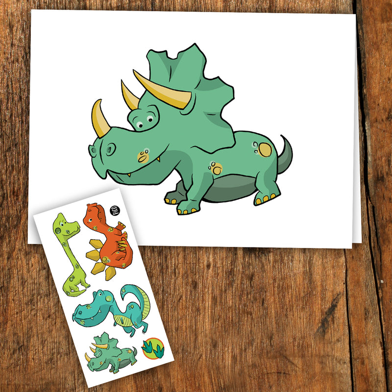 PiCO Tatoo, carte de souhaits et tatouages temporaires, dinosaures.